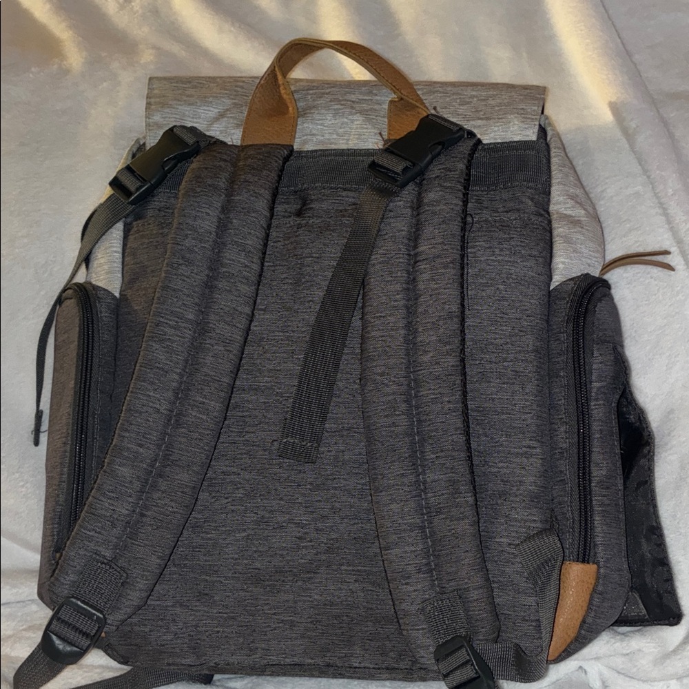 Eddie Bauer Two-Tone Gray and Tan Baby Backpack - Picture 2 of 8